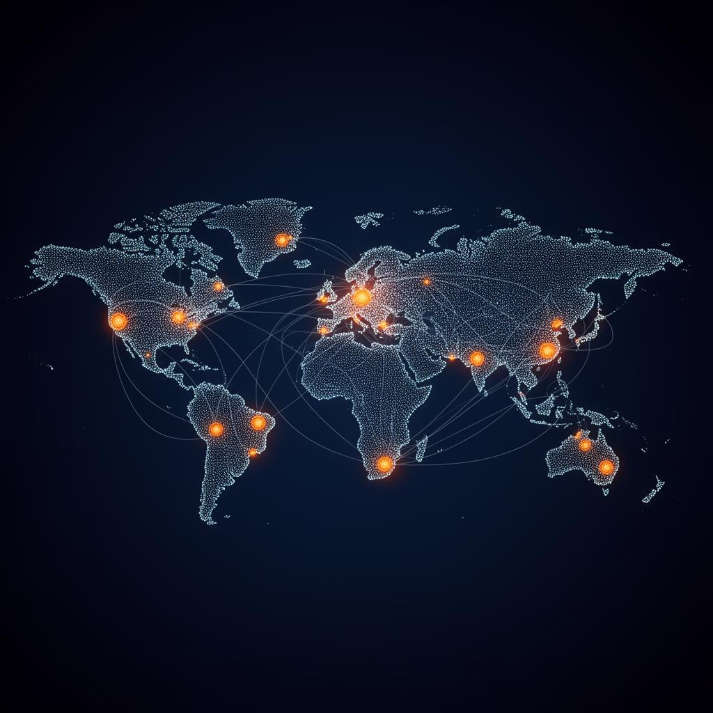 Abstract global business and international trade network map